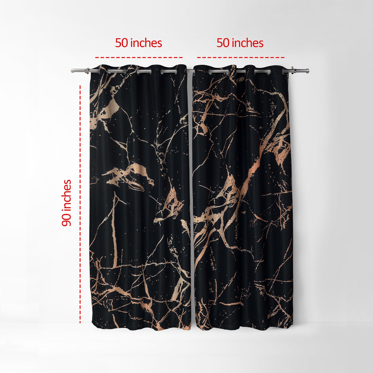 Black Yellow Gold Abstract Curtains