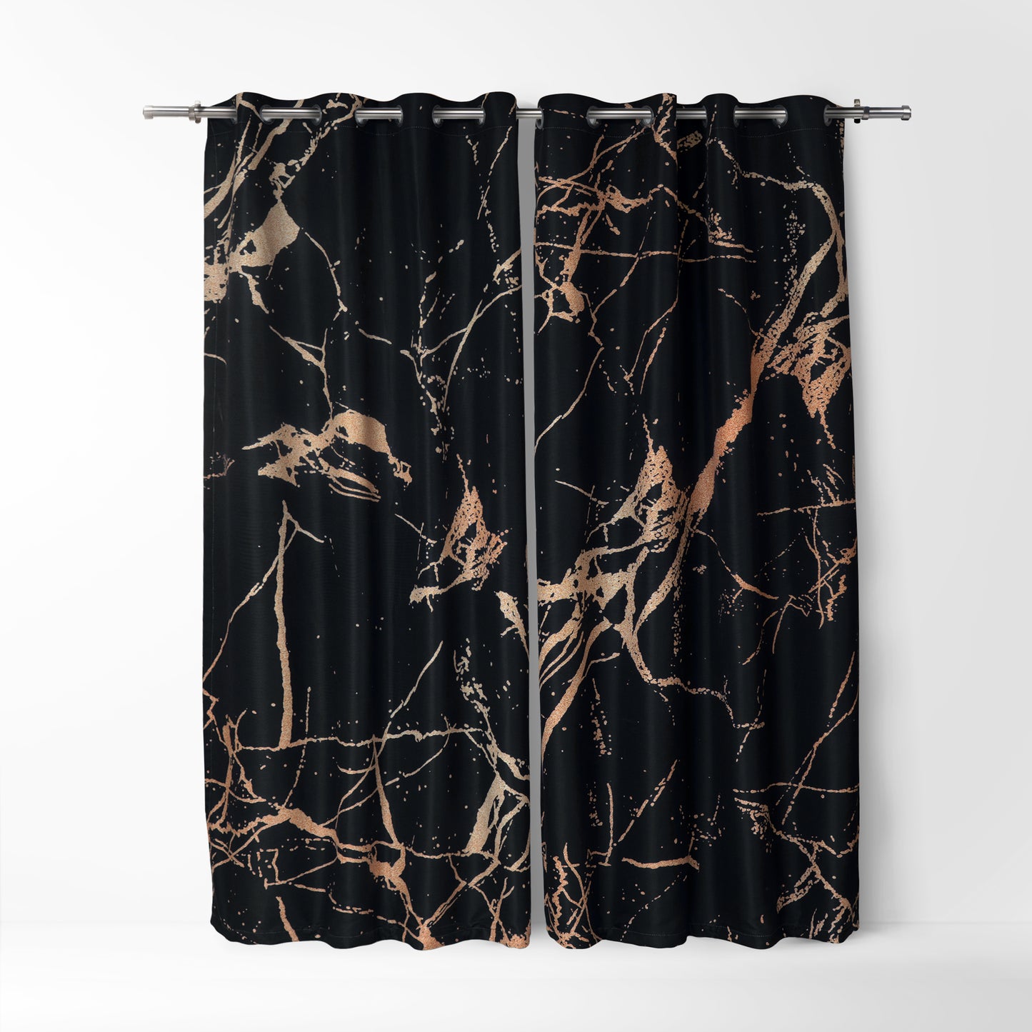 Black Yellow Gold Abstract Curtains
