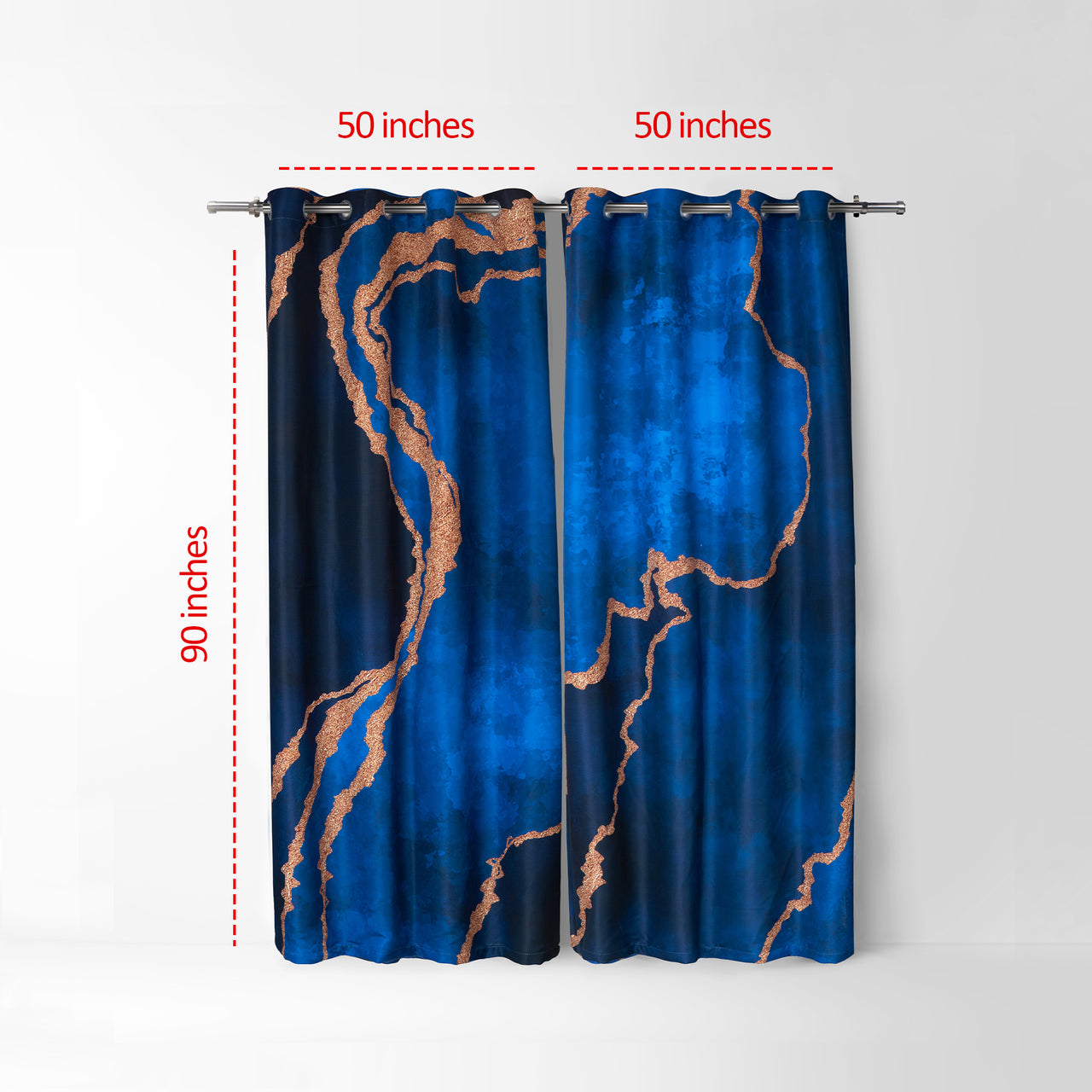 Blue Gold Abstract Curtains