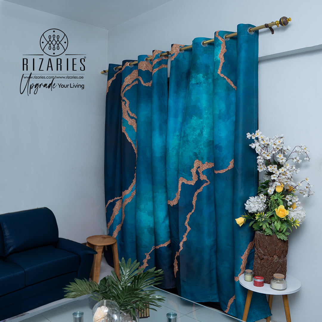 Sea Green Abstract Curtains