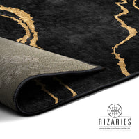 Thumbnail for New Black Gold Abstract Centerpiece (Rug)
