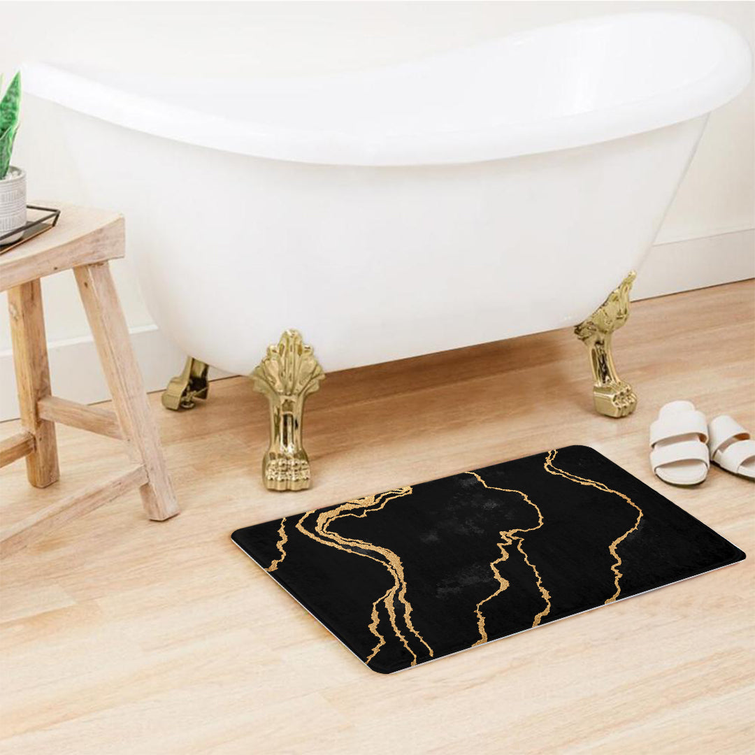 Supersoft Black Gold Abstract Door Mat