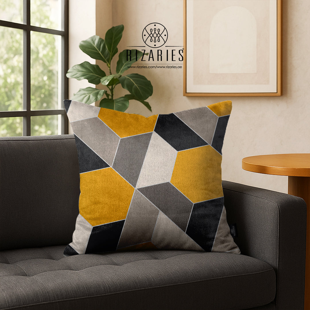 SuperSoft Yellow Black Rope Throw Cushion