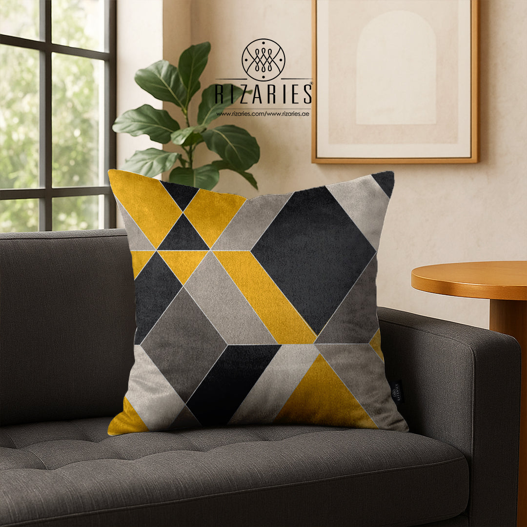 SuperSoft Yellow Black Diamond Throw Cushion