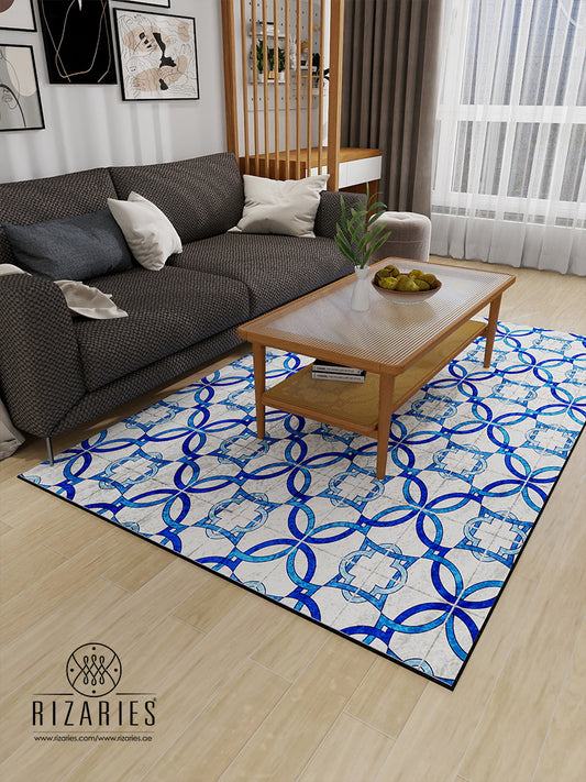Navy Tile Pattern Centerpiece (Rug)