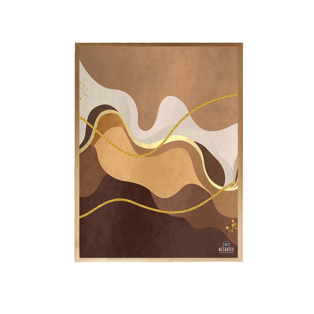 Beige Brown Wavy Canvas Painting
