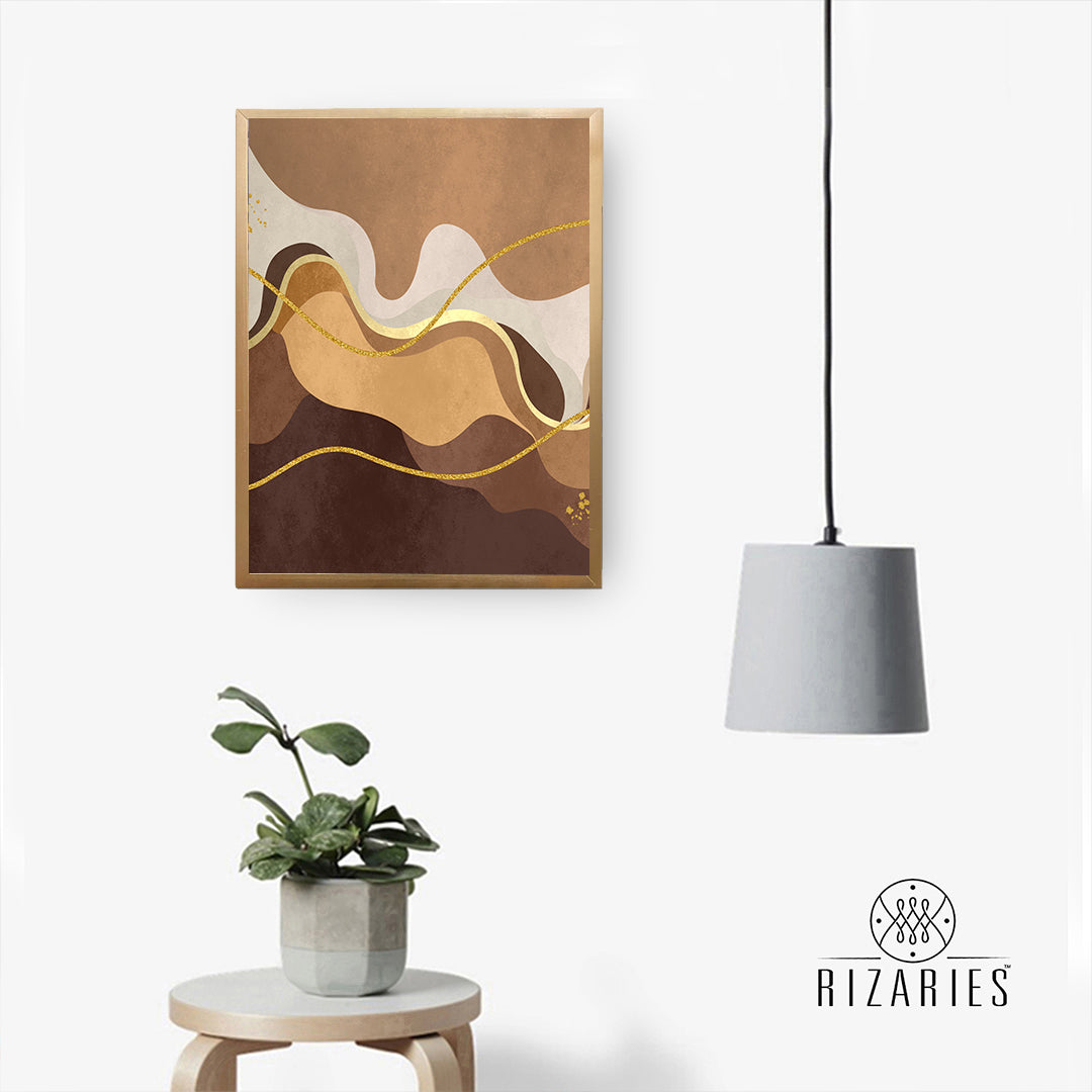Beige Brown Wavy Canvas Painting