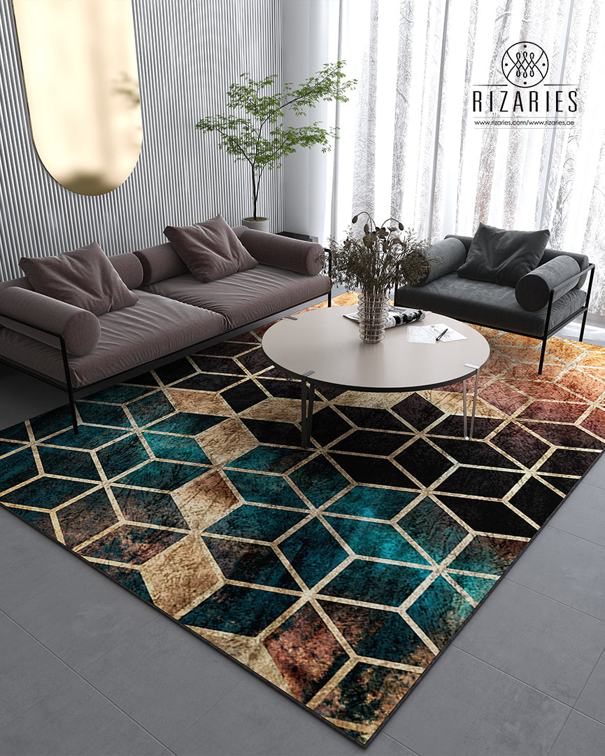 Ombre Cubes Emerald & Copper Centerpiece (Rug)