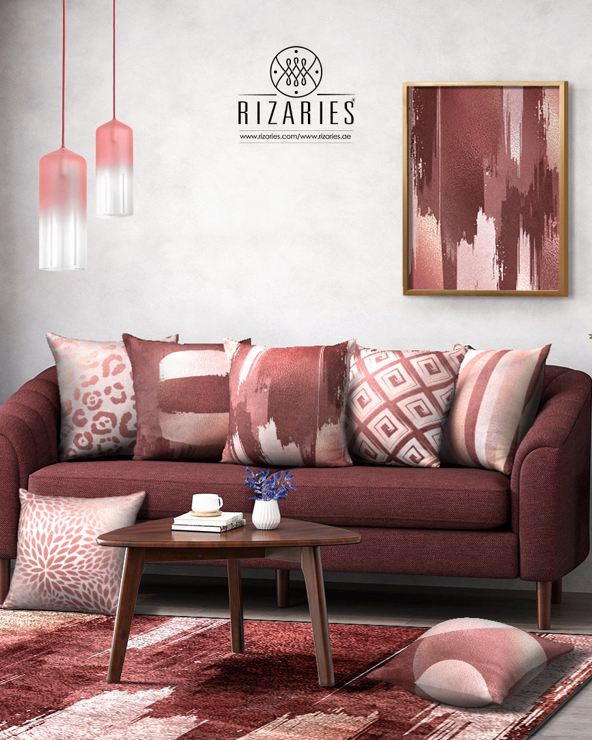 Pink Brush Throw Cushions Set of 6