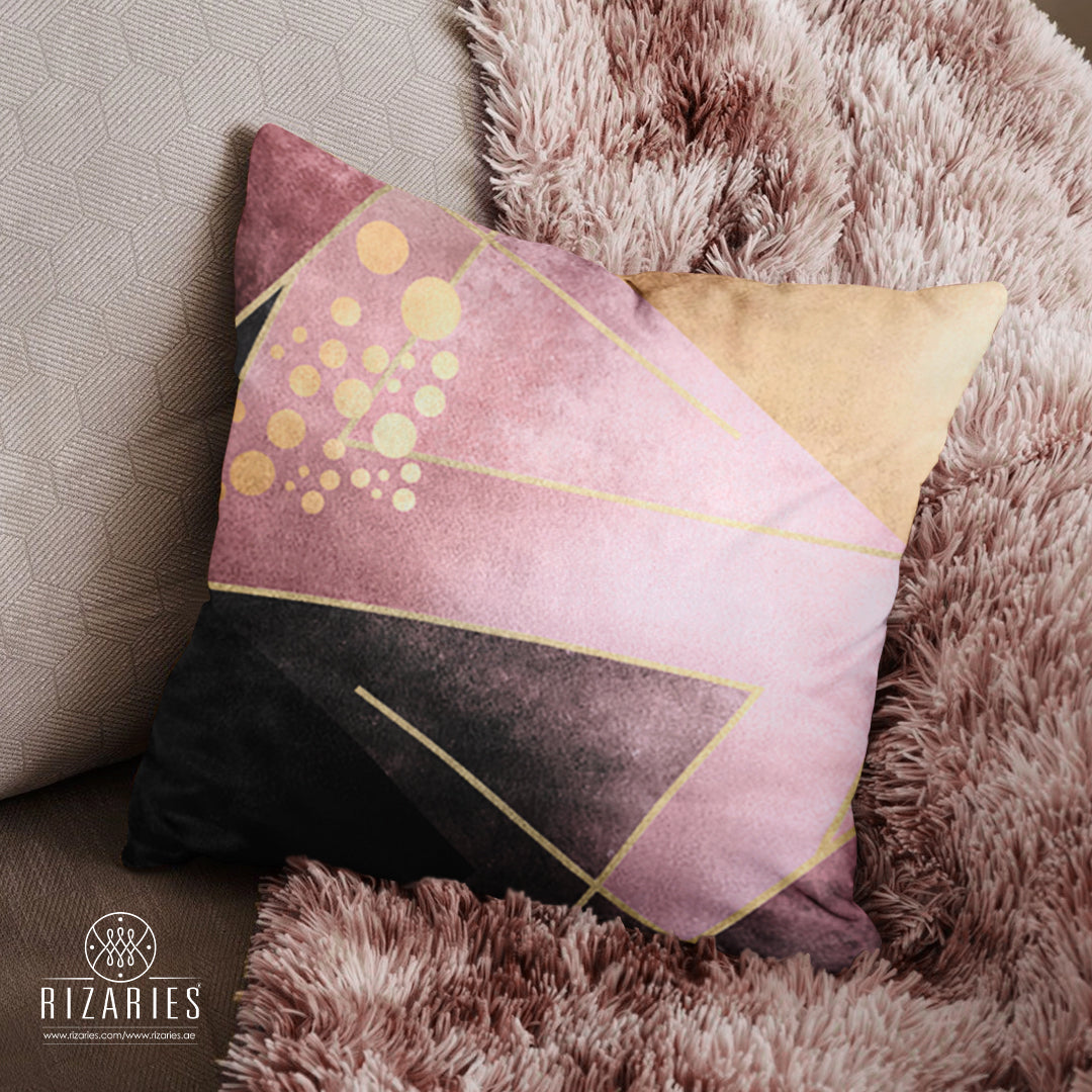 SuperSoft Pink Black Triangle Throw Pillow