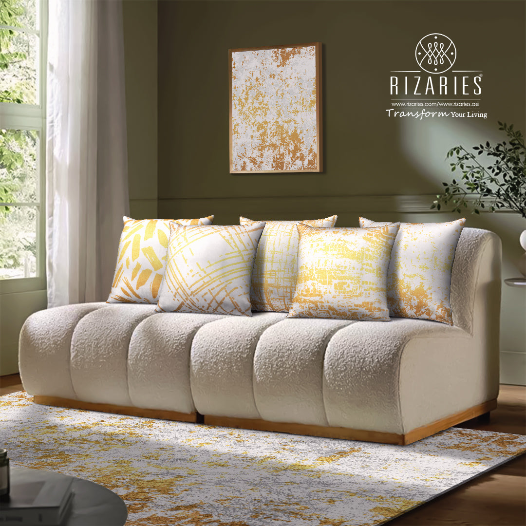 Decorative Cushions Set Of Cushion Covers White Gold Pattern Throw