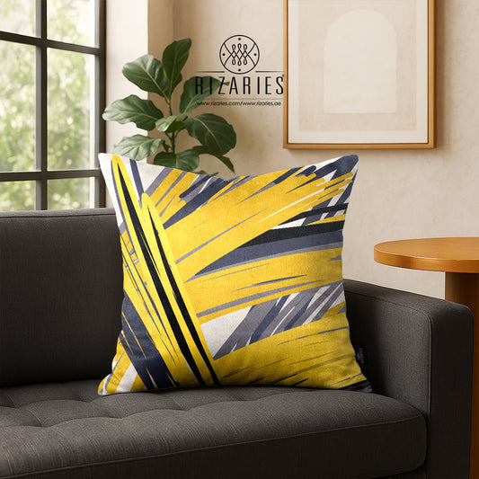 SuperSoft Yellow Grey Abstract Throw Pillow