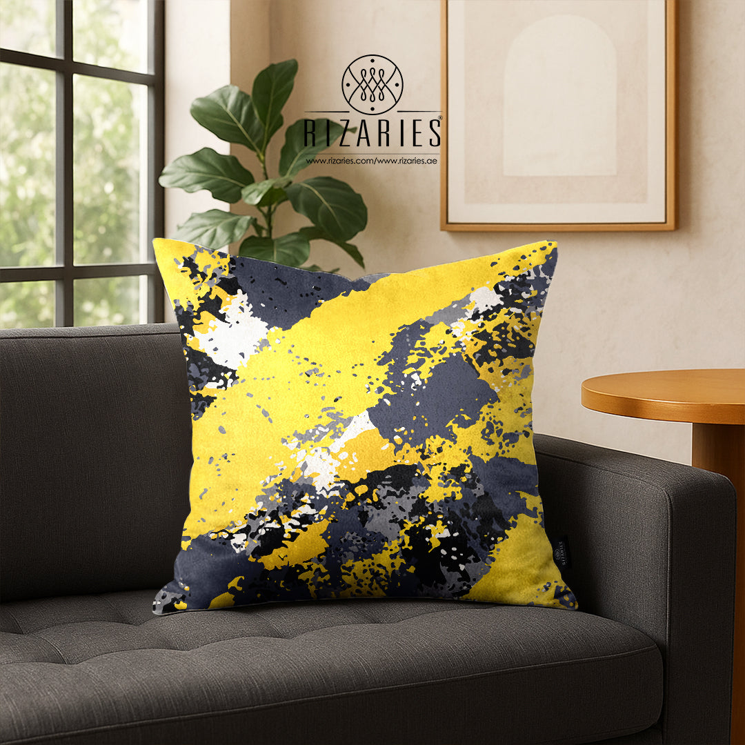 SuperSoft Yellow Grey Pattern Throw Pillow