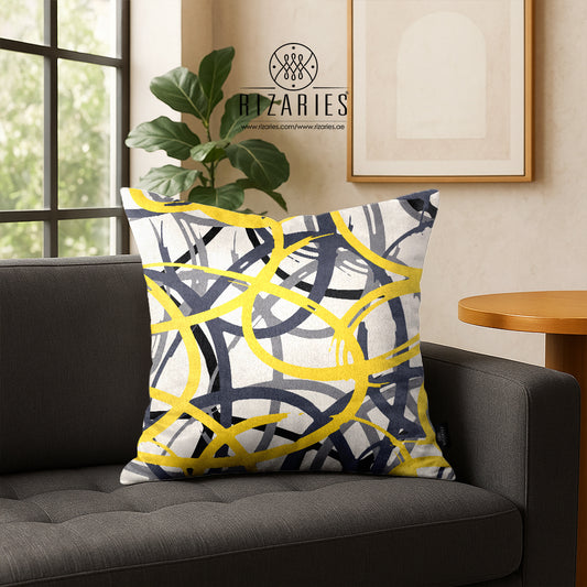 SuperSoft Yellow Grey Rope Throw Pillow