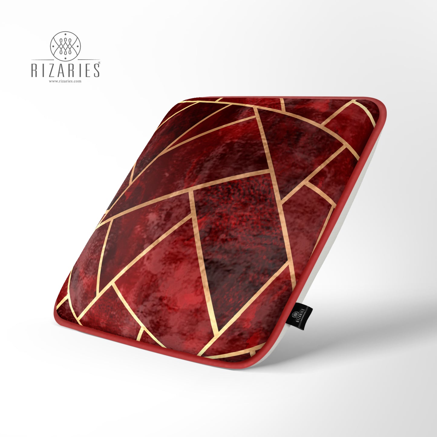 Super Soft Maroon & Gold Cubes Chair Cushion