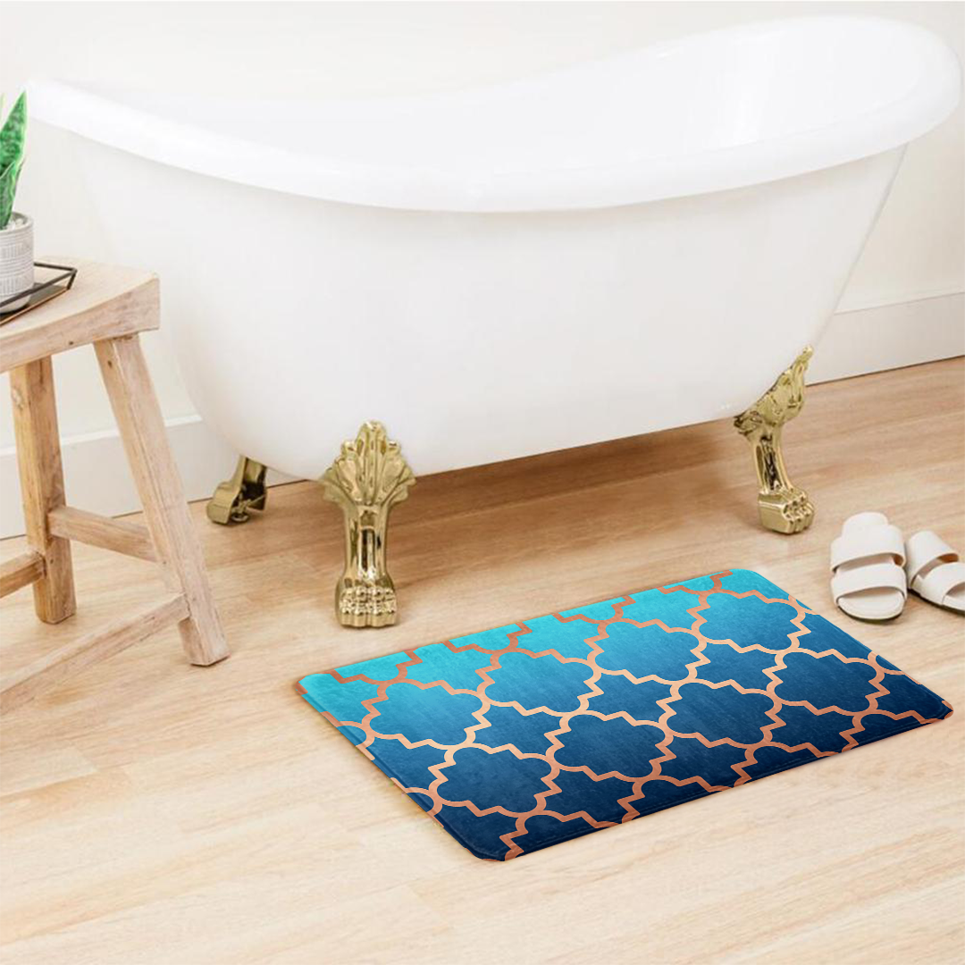 SuperSoft Teal Quatrefoil Door Mat