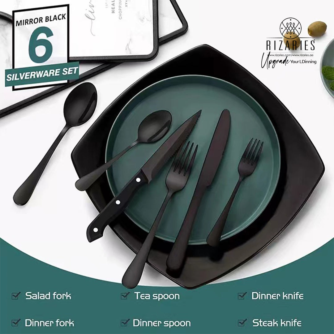 New Black Cutlery Set