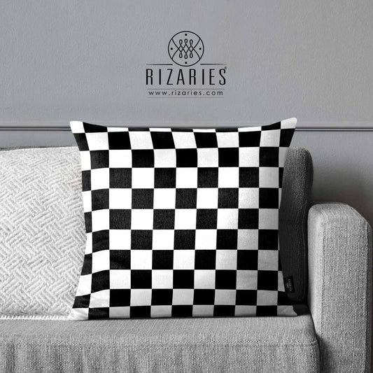 SuperSoft Black & White Checker Boxes Throw Cushion