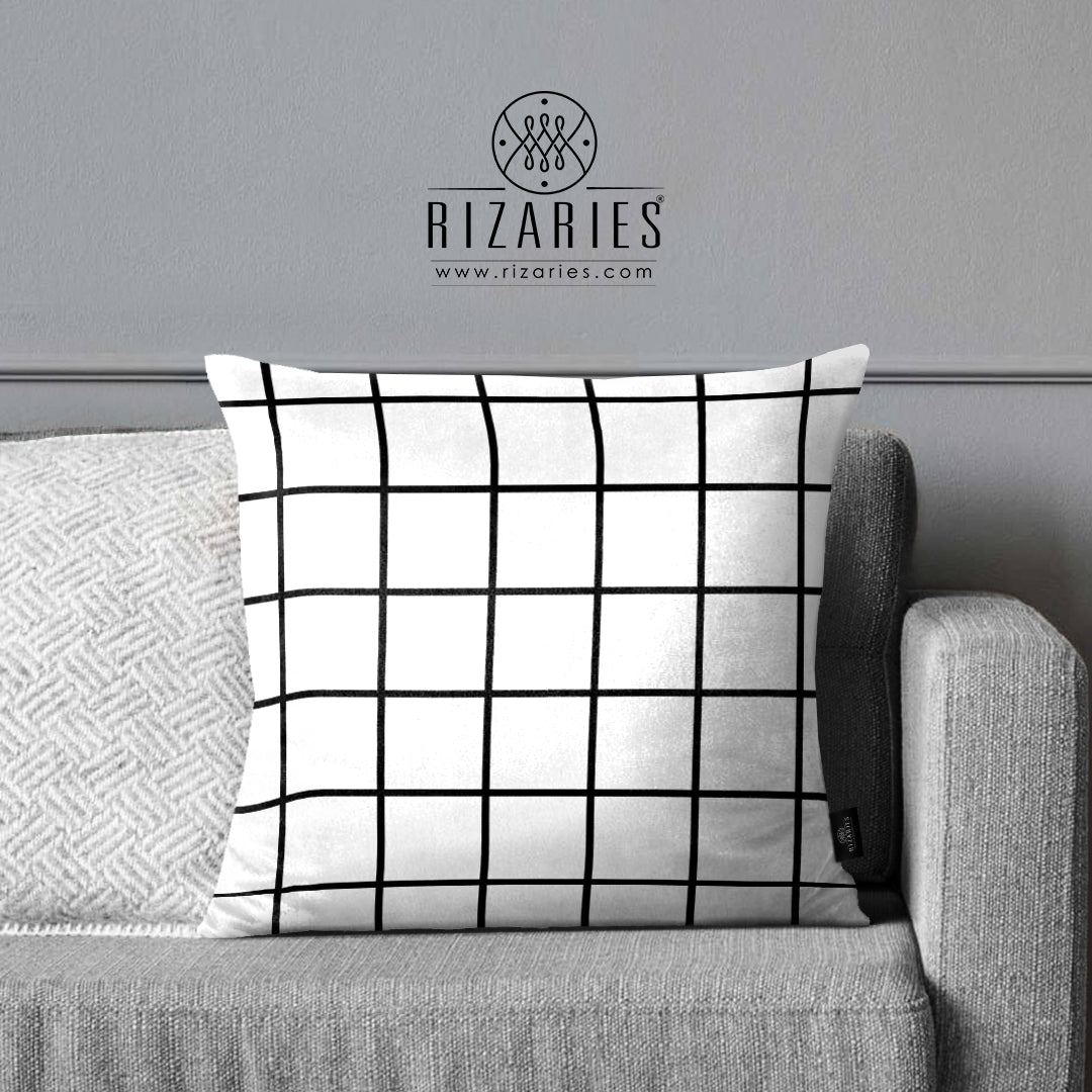SuperSoft Black & White Boxes Throw Cushion