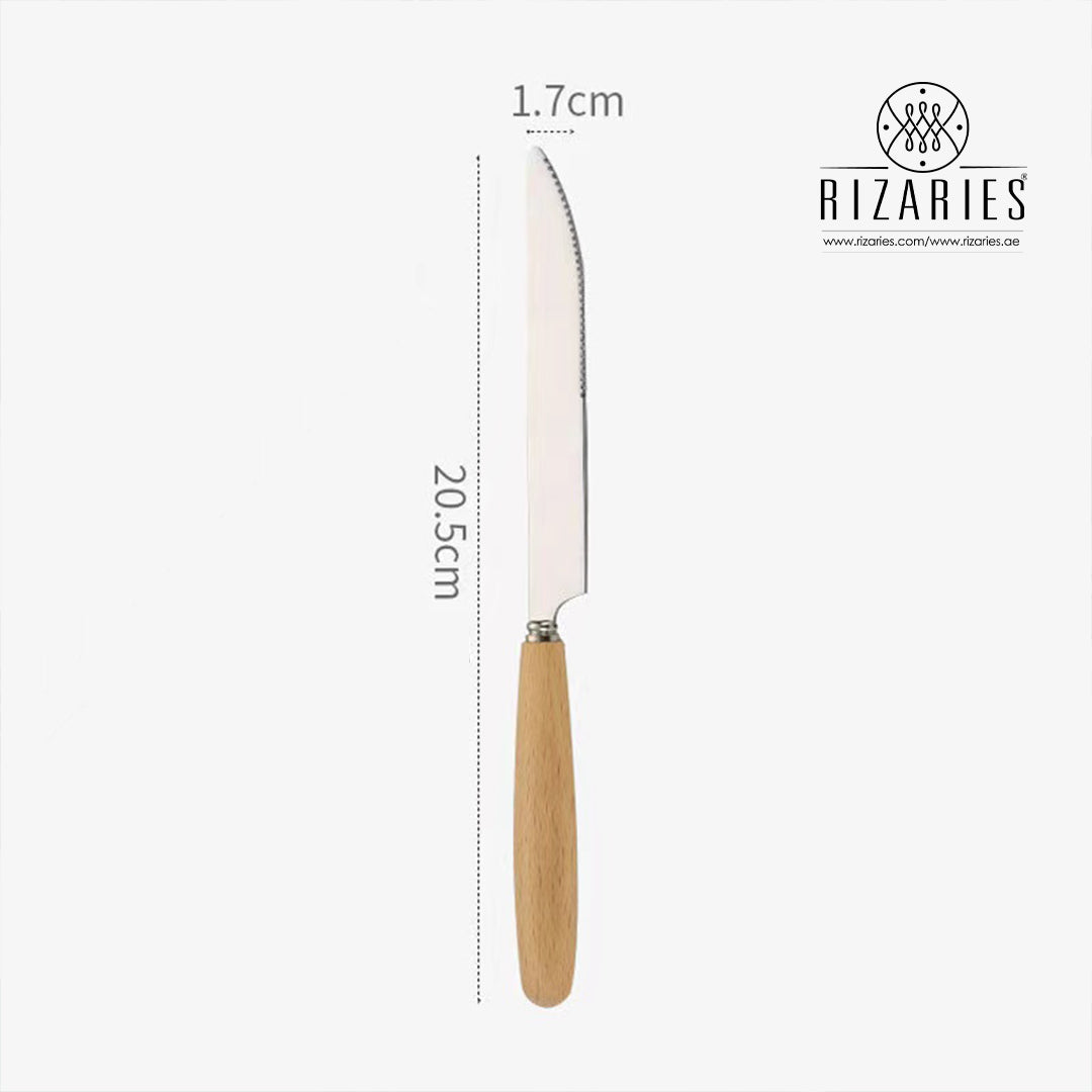 Wood pattern with Silver Cutlery Set