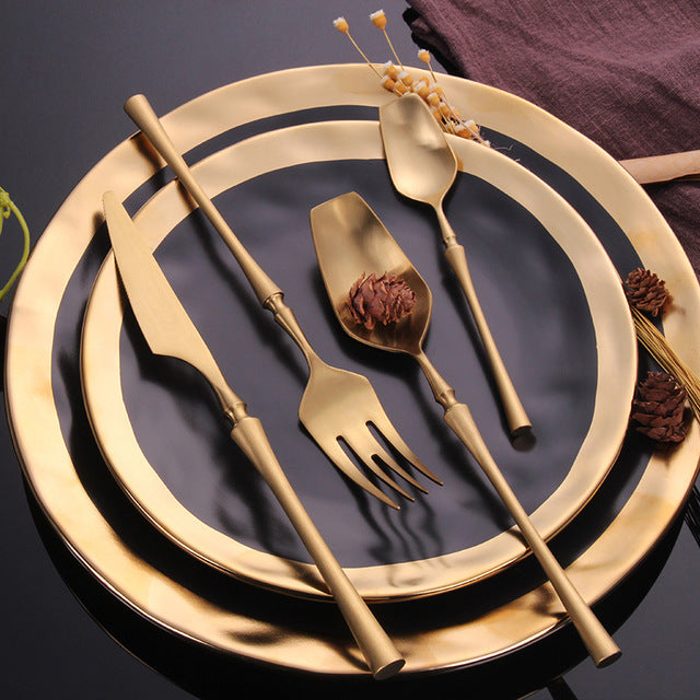 Matt Modern Full Gold Cutlery Set