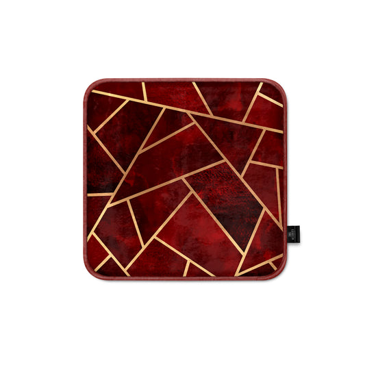 Super Soft Maroon & Gold Cubes Chair Cushion