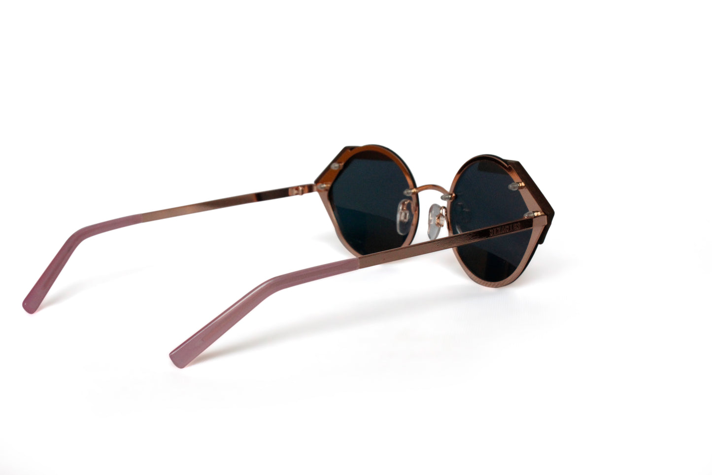 Round Rose Gold Metal Wood Sunglasses