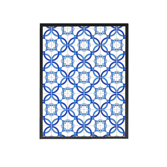 Navy Tiles Handmade Canvas Painting