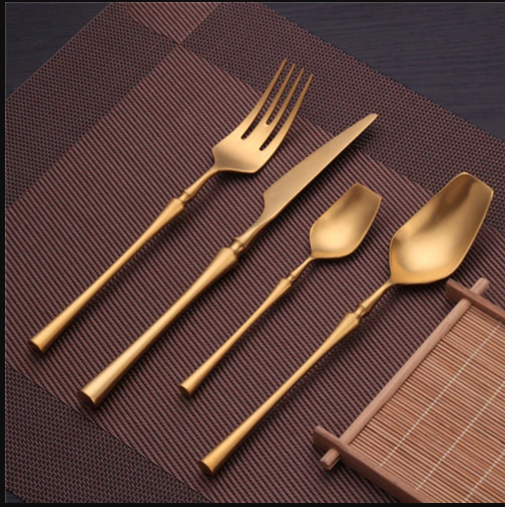 Matt Modern Full Gold Cutlery Set