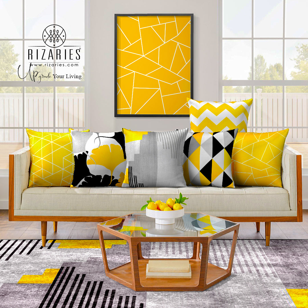 SuperSoft Mustard Yellow White Mosaic Lines