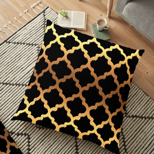 (26"x26") Supersoft Black Quatrefoil FLOOR Cushion Cover