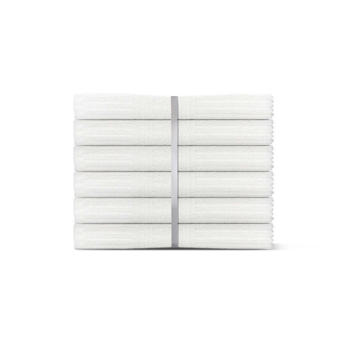 Stripe White Hand Towel Set Pack of 6