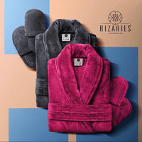 Thumbnail for Couple Set (2 Velour Bathrobe, 2 Velour Slippers)