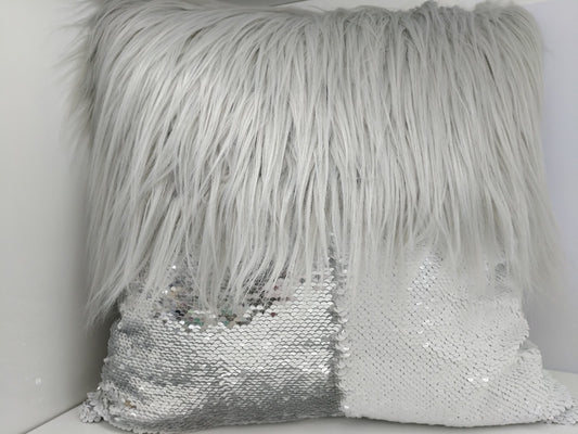 Monster fur & Sequence Grey Throw Pillow