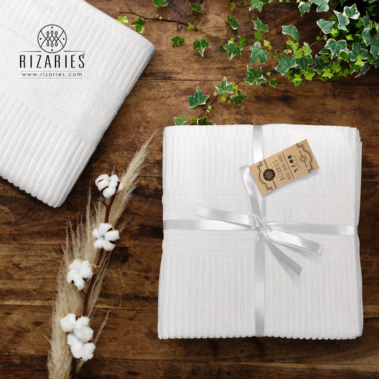 Stripe White Hand Towel Set Pack of 6