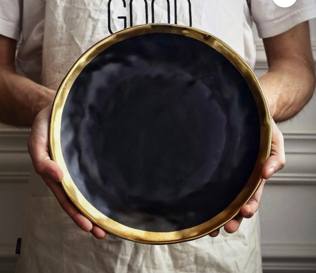 Matt Black & Gold Edges Porcelain Plates