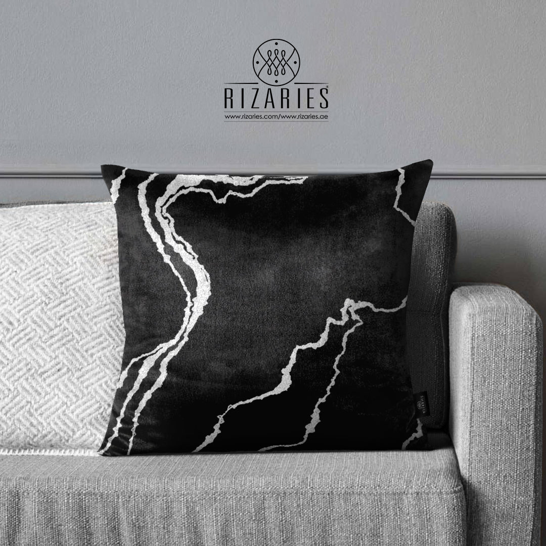 SuperSoft Black & Silver Abstract Throw Cushion