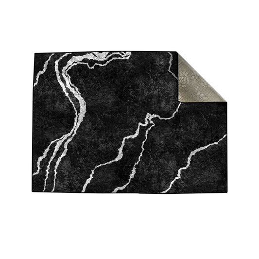 Black Silver Abstract Centerpiece (Rug)