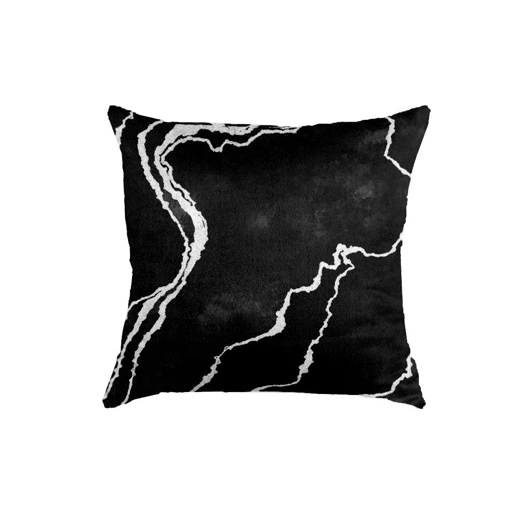 SuperSoft Black & Silver Abstract Throw Cushion