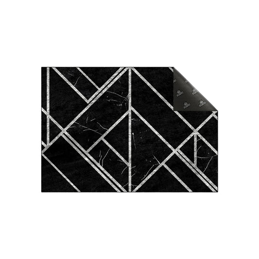 Black Silver Geometric Centerpiece (Rug)