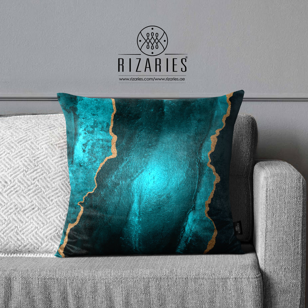 SuperSoft Teal Gold Abstract Throw Cushion