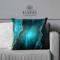 Thumbnail for SuperSoft Teal Gold Abstract Throw Cushion