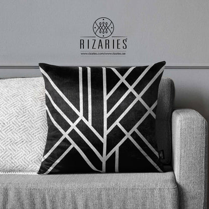 SuperSoft Black & Silver Art Deco Throw Cushion