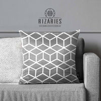 Thumbnail for SuperSoft Grey White Cubes Throw Pillow