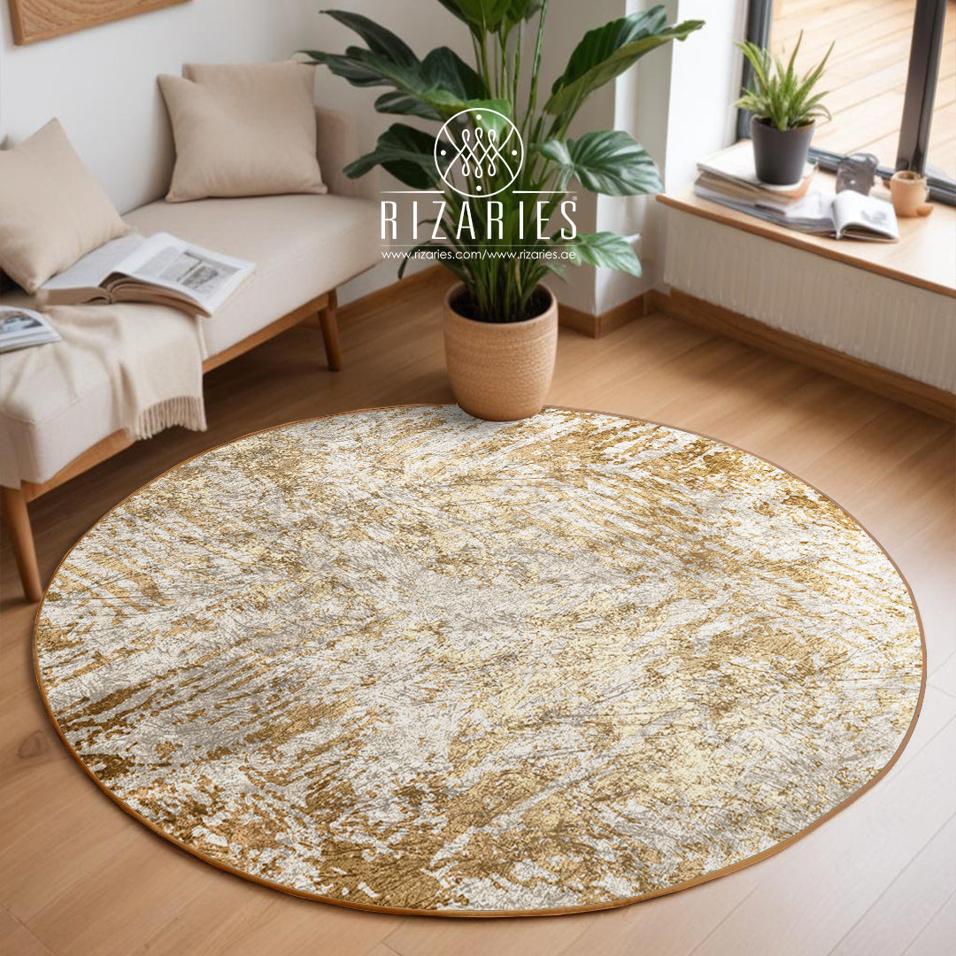 Copper Gold Abstract Pattern Round Centerpiece (Rug)