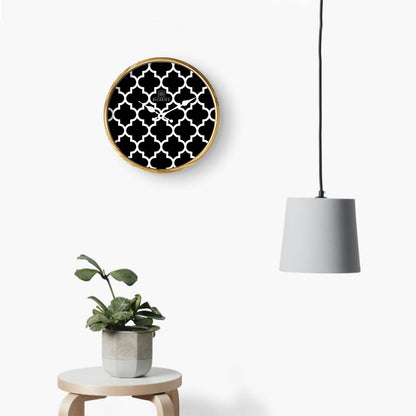 Black & White Quatrefoil Wall Clock