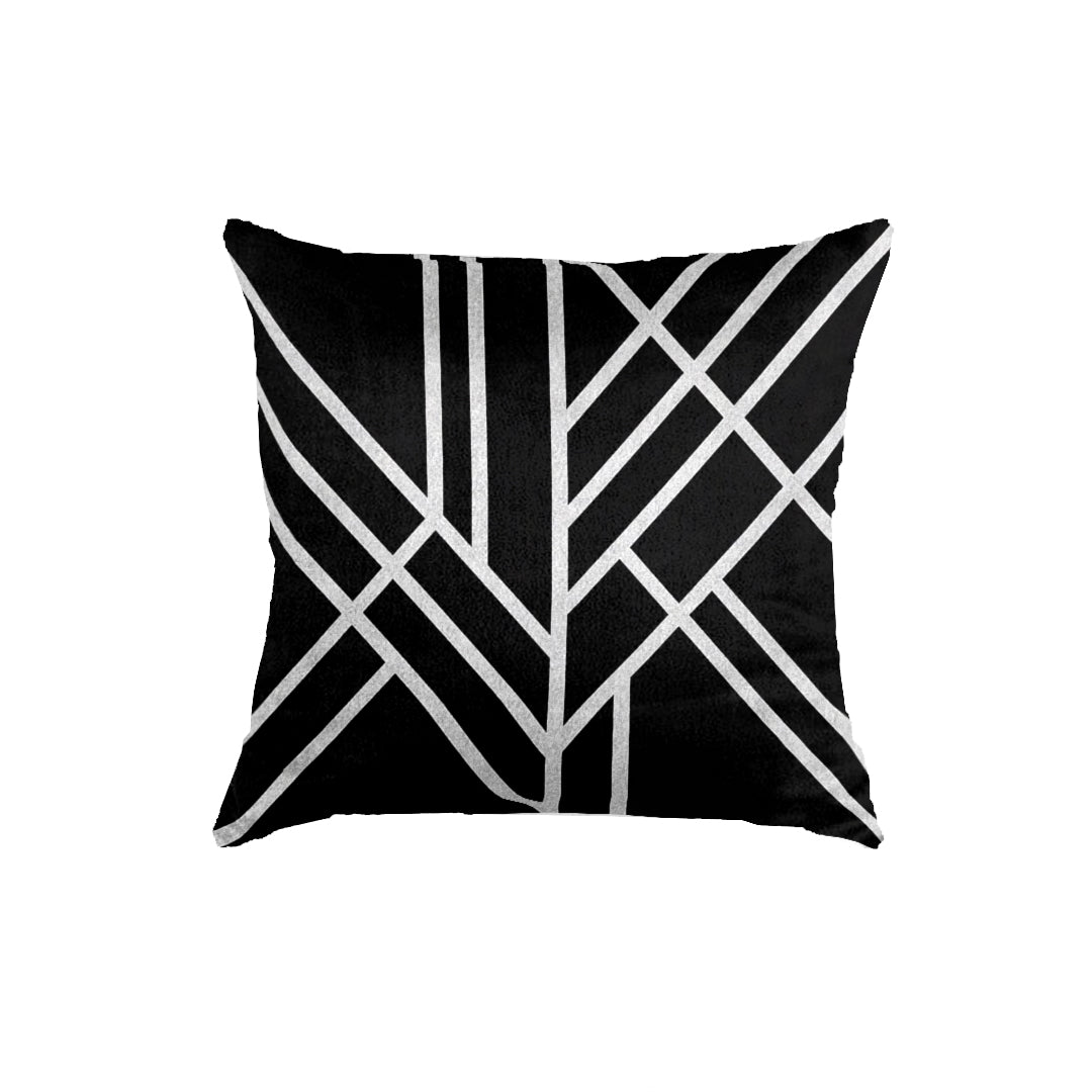 SuperSoft Black & Silver Art Deco Throw Cushion