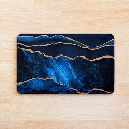 SuperSoft New Blue Gold Abstract Door Mat