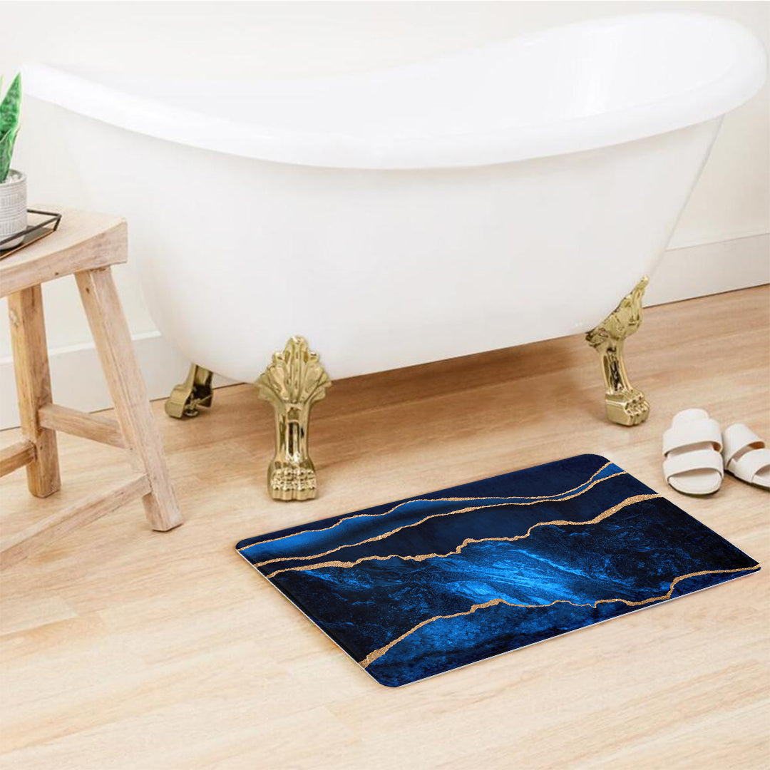 SuperSoft New Blue Gold Abstract Door Mat