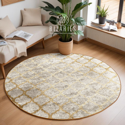 Copper Gold Quatrefoil Round Centerpiece (Rug)